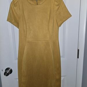 Calvin Klein Smooth Mustard Yellow Midi Dress